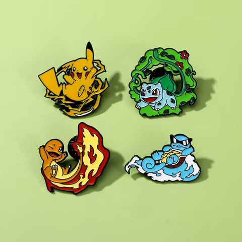 Pokemon Pikachu Anime Metal Badge Squirtle Charmander Bulbasaur Men New Brooch Badge Jewelry Child Backpack Decorate Gift 8 best sales insignia pokemon - №1