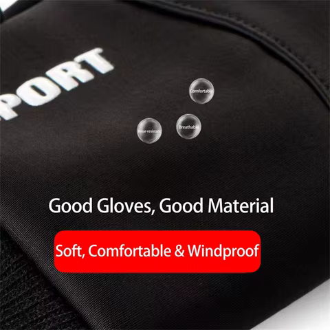 Black Sports Gloves Winter Warm Full Fingers Waterproof Cycling Outdoor Running Motorcycle Ski Touch Screen Fleece Gloves 10 best sales winter gloves men - №5