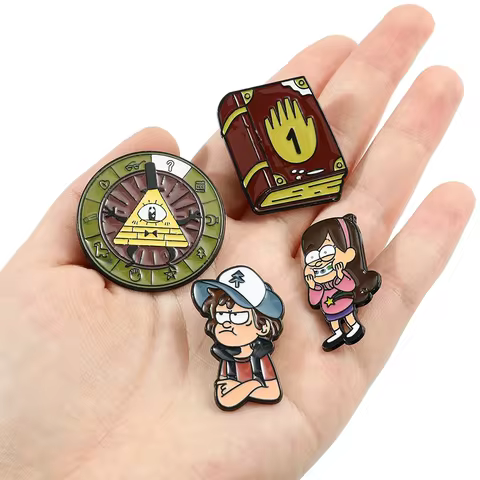 4 Pcs Cartoon Character Brooch Fashion Diary Enamel Pin Jewelry Metal Badge Backpack Clothing Accessories Gift for Friends 10 best sales gold star brooch - №8