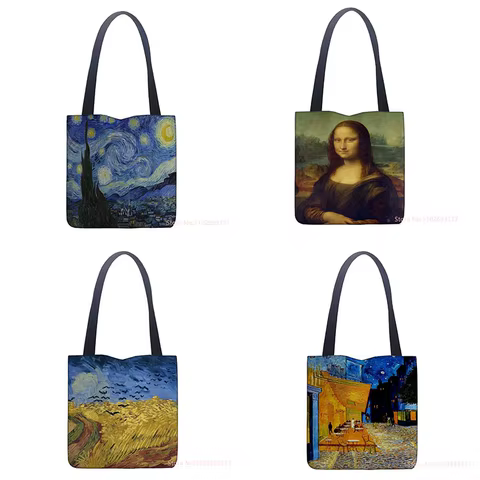 New Van Gogh Oil Painting Tote Bag Retro Art Fashion Travel Bag Women Portable Eco Shopping High Quality Foldable Handbag Ladies 8 best sales van gogh bag - №3