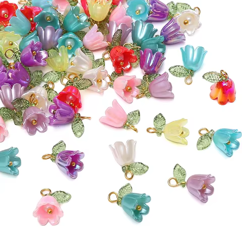 11x14mm 2-10Pcs acrylic lily of the valley flower bud beads plated with colored loose beads, handcrafted DIY making jewelry brac 10 best sales cherry blossom beads - №10