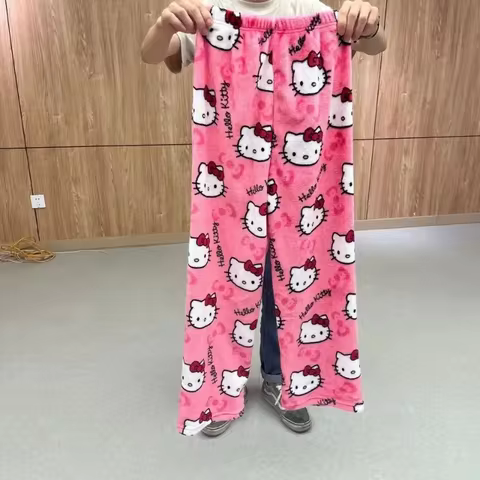 Y2K Hello Kitty Pajamas Pants Sanrio Anime Women's Pajama Pants Cartoon Couple Home Sleepwear Trousers Leisure Home Clothing 10 best sales lanyards hello kitty - №3