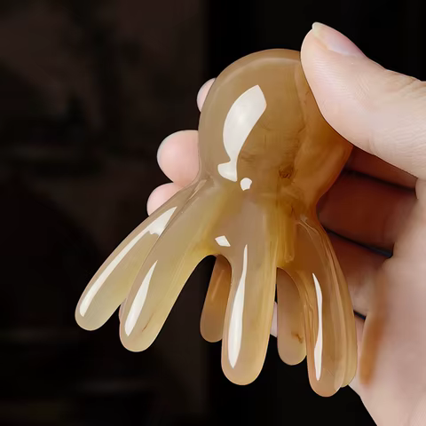 Resin Octopus Massage Comb Head Meridian Scraping Scalp Massager Tool Portable 8-Prong Head SPA Massage Comb For Anti Fatigue 6 best sales lymph - №6