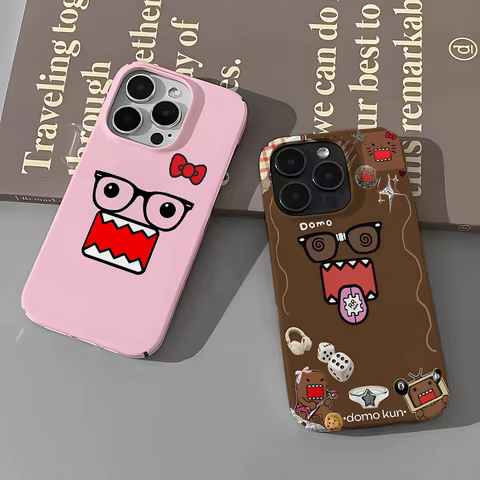 Cute Domo-kun Phone Case for iPhone 16 15 14 13 12 11 Pro Max X XS XR XSMax 7 8 Plus Glossy Film Hard PC Cover 8 best sales domo phone case - №4