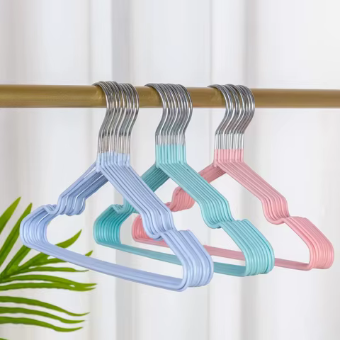 10 Pack Baby Hangers Non-slip Rubber Coating Kids Clothes Hangers Metal Infant Hangers for Toddler Coat Pant Closet Organization 6 best sales hangers baby - №3