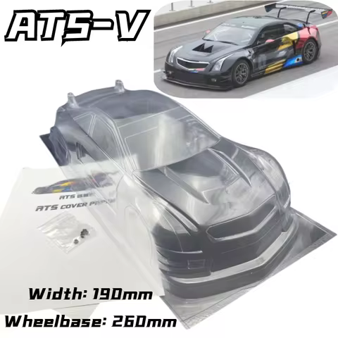 RC 1/10 ATS V PVC Body Shell 190mm Width 260mm Wheelbase With Tail No Paint 1/10 RC Turing Drift GT On-Road Car 10 best sales traxxas body - №8