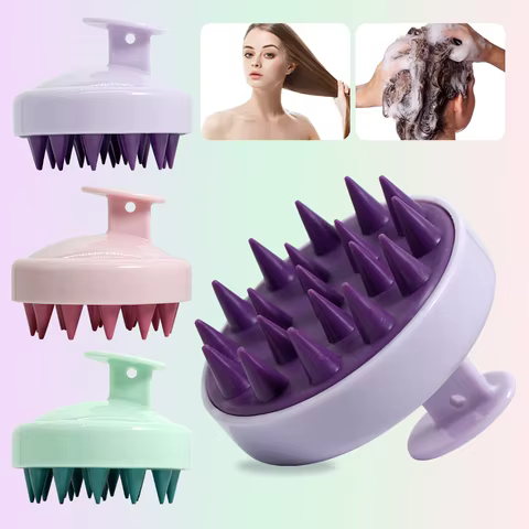 Silicone Shampoo Scalp Hair Massager Head Body Scalp Massage Brush Scalp Massage Brush Comb Magic Handle Brush Spa Massage Brush 6 best sales lymph - №2
