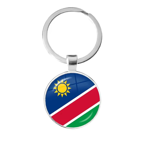 Botswana,Namibia,Swaziland,Madagascar,Malawi,Mayotte National Flag Keychain 25mm Glass Cabochon Key Rings For Gift 12 best sales madagascar toy - №12