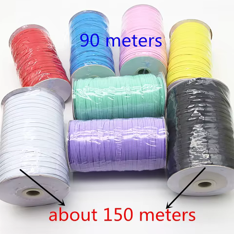 5m 10m 20m 40m 90m Elastic Elastic Band 6mm Color Sewing Household Rubber Band Elastic Band Garment Sewing Accessories 10 best sales rubber for clothes - №6