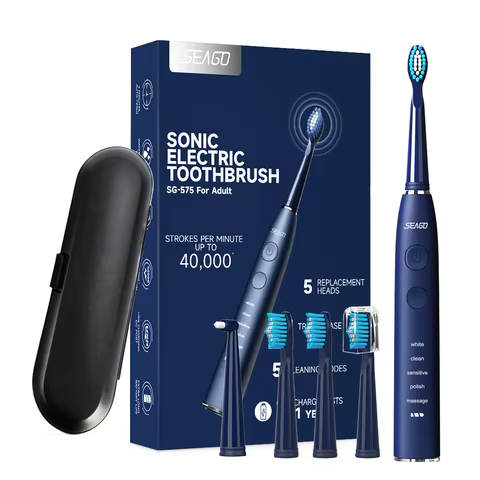 Seago Electric Sonic Toothbrush USB Rechargeable Adult 360 Days Long Battery Life with 4 Replacement Heads Gift SG-575 8 best sales psp pandora - №5