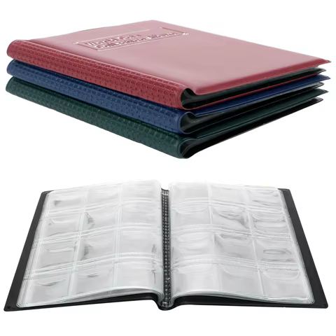NICEYARD 120/60 Pockets Artificial PU Leather Coins Collection Album Book Collecting Money Organizer Storage Bags PVC Film 12 best sales album for banknotes - №2