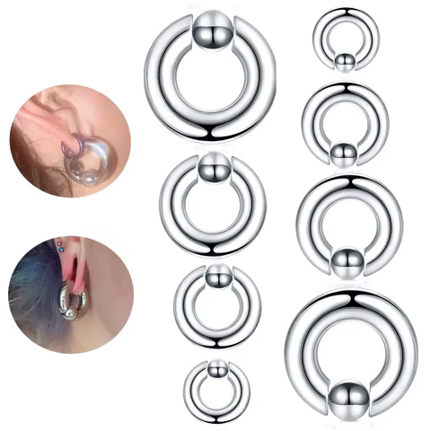 1Pc Stainless Steel Large Gauge Nose Hoop Ring Captive Bead Septum Ring BCR Noses Piercing Ear Expander Earring Body Jewelry 10 best sales prince albert jewelry - №2