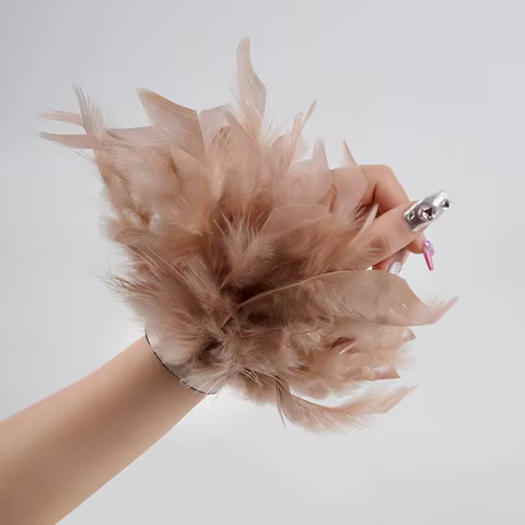 Women Natural Fur Feather Cuffs Sexy Cuffs With Feathers Feather Cuff Snap Bracelet Sleeves Wrist Arm Removable Shirt 12 best sales removable sleeves - №2