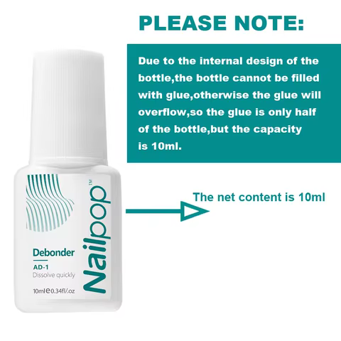 Nailpop 2pcs Removeing False Nails Debonder Glues for Rhinestone Remover Nail Art Debonder Fast Dissolve Liquid Accessories 10ml 12 best sales debonder - №4