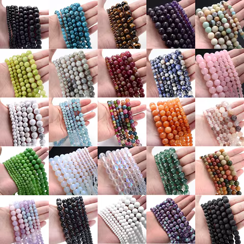 Natural Stone Beads Lava Tiger Eye Crystal Apatite Amazonite Tourmaline Bead for Jewelry Making DIY Bracelet Necklace 4/6/8/10MM 12 best sales natural crystals - №6