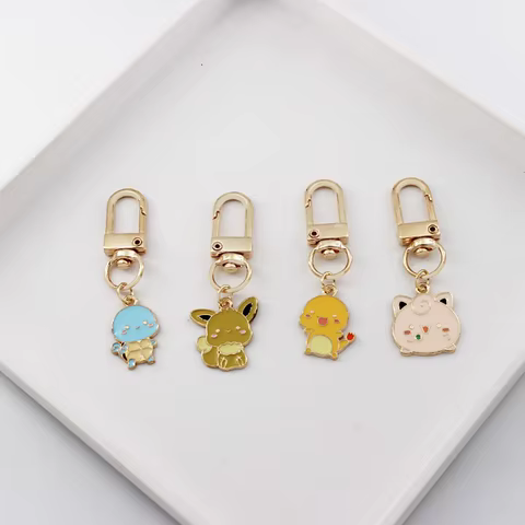 Pokemon Anime Figure Pikachu Eevee Jigglypuff Togepi Charmander Metal Keychain Bag Key Ring Pendant Children's Birthday Gift 6 best sales eevee keychain - №5