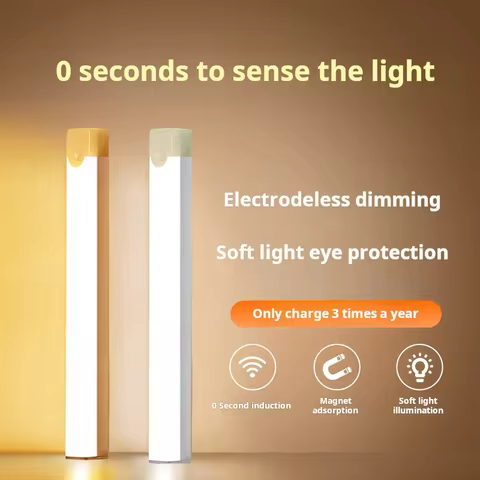 1pc Wireless Rechargeable LED Motion Sensor Cabinet Light - Ideal for Closet, Kitchen, Wardrobe, Stairs - Battery Operated Night 6 best sales led ring usb - №4