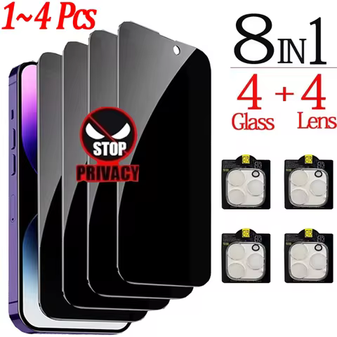 1~4PCS Anti-Spy Glass For iPhone 16 15 14 13 Pro Max Privacy Screen Protectors & Camera Protection Film For iPhone15 12 11 Pro 10 best sales redmi note 5 pro - №10
