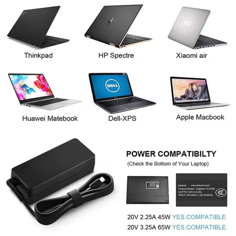 NEW 20v3.25a 65w Type-c Power Adapter Laptop Charger for Lenovo Thinkpad X1 Carbon X270 X280 T580 P51s P52s E480 E470 S2 8 best sales lenovo laptop accessories - №3