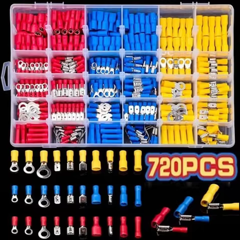 280/480/720pcs Cable Lugs Assortment Kit Wire Flat Female and Male Insulated Electric Wire Cable Connectors Crimp Terminals Set 10 best sales car flag holder - №7