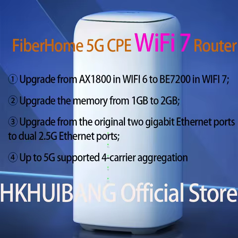 FiberHome 5G CPE Pro LG6851F WiFi 7 Router BE7200 Dual 2.5G Ethernet Ports NFC 4G LTE Cat19 Wireless WiFi 5G Sim Modem 4x4 MIMO 8 best sales 4g router with rj11 - №6