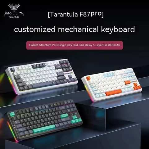 AULA F87Pro Mechanical Keyboard 2.4g/Usb/Bluetooth Tri Mode Wireless 87 Key 5 Layer Silencing Filling Suitable For Gaming+Typing 10 best sales macro keys - №5