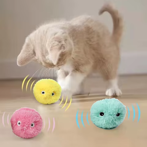 Interactive Ball Smart Cat Toys Plush Electric Catnip Training Toy Kitten Touch Sounding Pet Product Squeak Toy Ball 10 best sales jump cat - №5