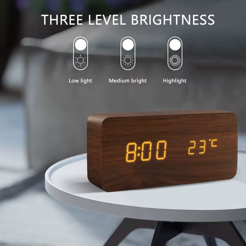 8 best sales digital clock wooden - №5