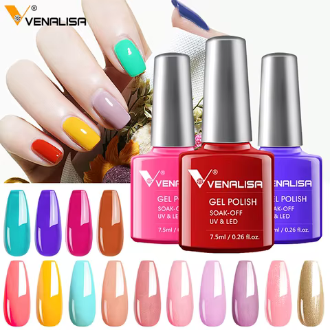 Luxury Color Nail Gel Venalisa Gel Nail Polish Lacquer Soak Off UV LED Long Lasting Nail Gel Varnish Good Price Super Gel Polish 12 best sales vanelisa gel polish - №1