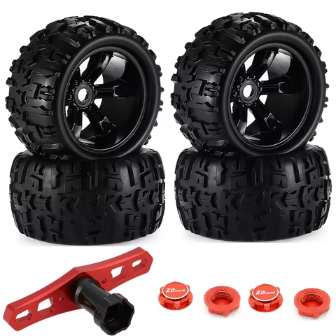 4pcs/pack 1/8 Scale 17mm Hex RC Truck Tires and Wheels Set Glued for Traxxas Maxx Tmaxx E-Revo Revo 3.3, JLB Cheetah Monster 8 best sales traxxas revo 3.3 parts - №1