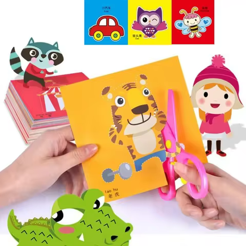 48Pcs Handmade Paper Cut Book Kids Craft Toys DIY Cartoon Scrapbooking Paper Art Toys Kids Learning Toys for Children Gifts 6 best sales diy gift - №4