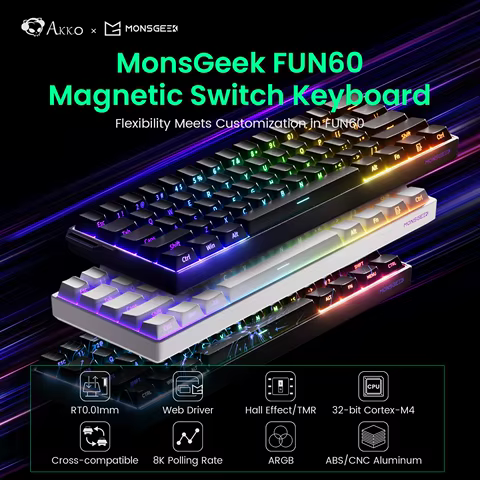 Akko MonsGeek FUN60 Mechanical Keyboard Magnetic Switch 60% Gaming Keyboards Rapid Trigger 0.01mm 8K ARGB HE/TMR Custom Keyboard 10 best sales gateron ink black v2 - №4