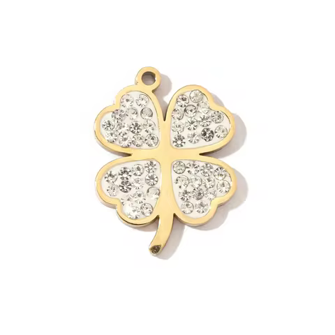 3pcs/Lot Trendy Stainless Steel Crystal Clover Four-leaf Lucky Charms Compass Ancient Coins Necklace DIY Small Pendant 10 best sales compass charm - №4