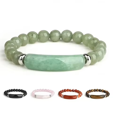 1pc Healing Handmade Stone Bracelet Turquoise Natural Malachite Gemstone Crystal Rough Bracelet Body Energy Yoga 8 best sales blue sandstone bracelet - №6
