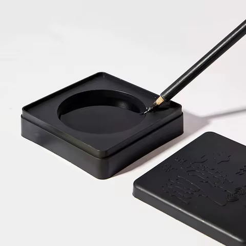 Square Plastic Inkstone Portable Anti Drop Ink Cartridges Chinese Calligraphy Supplies for Calligraphy Learning Brush Painting 8 best sales ink stone - №2