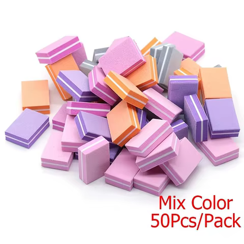 50Pcs Professional Mini Nails Art buffer File 100/180 Sandpaper Manicure Tips Care File Sanding Polishing Accessories Tools 10 best sales mini nail file - №4