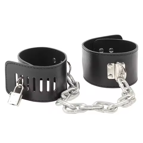 Hard Metal Chain Handcuffs Slave BDSM Wrist & Ankle Bondage Cuff Restraints Locking Shackles Erotic Products Sex Toys For Couple 12 best sales slave chains and shackles - №3