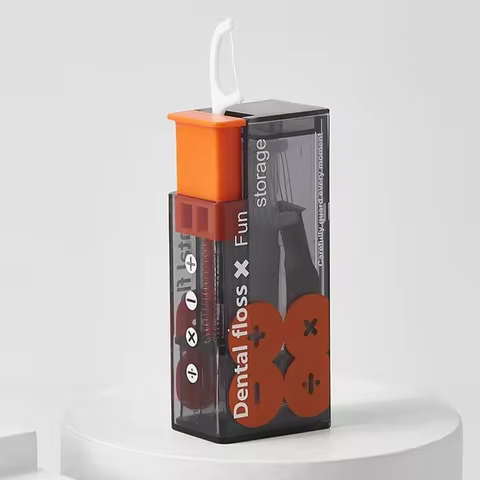 Portable Floss Dispenser Includes 10Pcs Floss Automatic Ejectable Floss Organiser Oral Care Press-on Disposable Flossing Sticks 10 best sales garbage pail kids figure - №5
