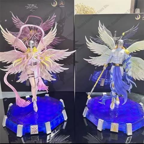 28cm Anime Digimon Adventure Figures Angewomon Angemon LED Action Figurines PVC Statue Model Collection Doll Toys Children Gift 10 best sales digimon angemon - №1