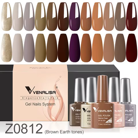 Venalisa Milky White Jelly Color Earth Brown Collection Nail Gel Polish Soak Off UV LED Gel Varnish Full Coverage Nail Manicure 12 best sales vanelisa gel polish - №11