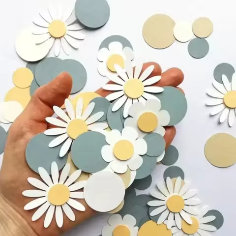 Daisy Flower Confetti Daisy Party Decorations Pink Confetti Paper Baptism Decorations for Boys Baby Shower Decor Party Favors 12 best sales confetti wedding - №2