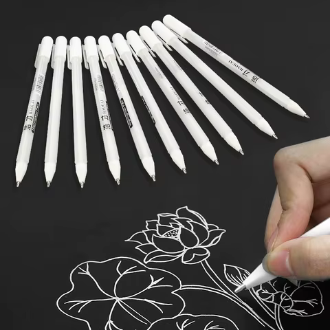 12pcs/set 0.8mm Paint Marker Permanent Marker Graffiti Metalic Marker Pens Gold Silver White Pen Writting Drawing Art Supplies 10 best sales white marker pen - №10