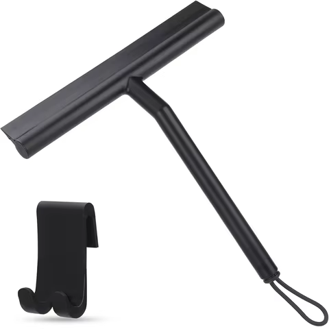 Shower Squeegee for Glass Doors Silicone Squeegee with Hook Bathroom Shower Mirrors Tiles and Car Windows Streak Free Cleaning 10 best sales glass squeegee - №8