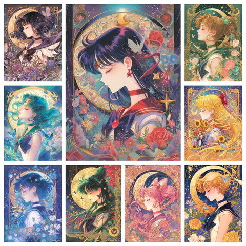 Beauty Youth Warrior Sailor Girls Moons Diamond Painting Cross Stitch Anime Mosaic Full Drill Embroidery Cartoon DIY Home Decor 6 best sales puzzle sailor moon - №5