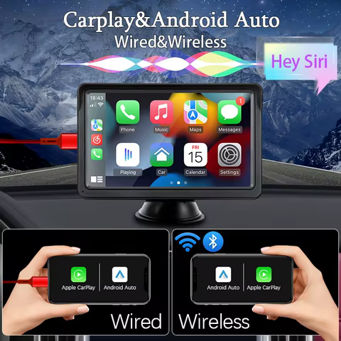 Hippcron 7inch Car Radio Multimedia Video Player Wireless Carplay And Wireless Android Auto Portable Universal Touch Screen 8 best sales portable dvd player with screen - №1