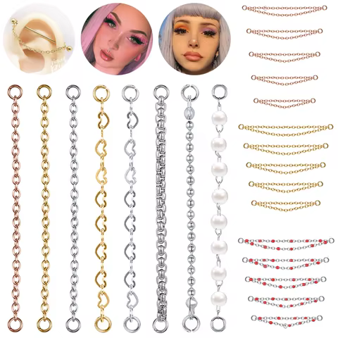 AOEDEJ 1PC Gold Color Nose Chain Jewelry Stainless Steel Industrial Piercing Chain Nostril Chain Women Body Piercing Jewelry 10 best sales prince albert jewelry - №3