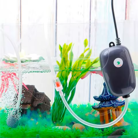 1PC Aquarium Air Pump Fish Tank Mini Compressor Single Double Outlet with Check Valve Tube Aquatic Accessories 220V 3W 5W 10 best sales aquarium air compressor - №5