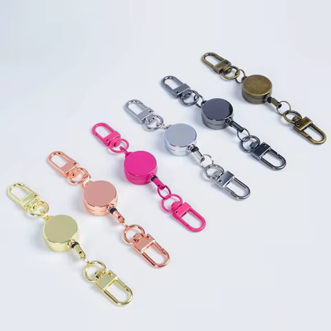 Retractable Badge Key Holder Holder Badge Reel Anti-theft Metal Easy-to-pull Buckle Rope Elastic Keychain Key Ring Accessories 10 best sales elastic keychain - №6
