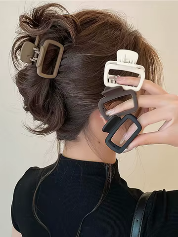 4pcs Women's Square Lightweight Hair Claw Clip Fashionable Elegant Hair Accessory Clip Suitable Hair Styling Makeup 8 best sales square hair claw - №3