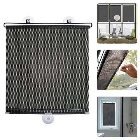 Blackout Roller Blinds Home Windows Sunshade Nail-Free Curtain Car Bedroom Kitchen Office Window Cover Blind Curtains Privacy 8 best sales roller blinds for windows - №6